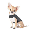 Heather Gray brocade cotton dog anxiety jacket vest shown on a model dog.