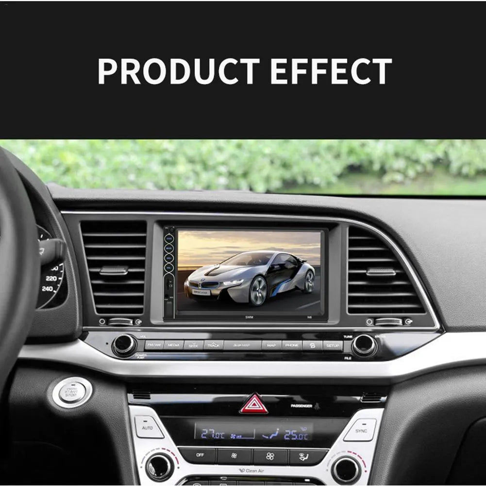 7 inch double DIN car MP5 player with TFT LCD touchscreen and colourful LED lights front panel