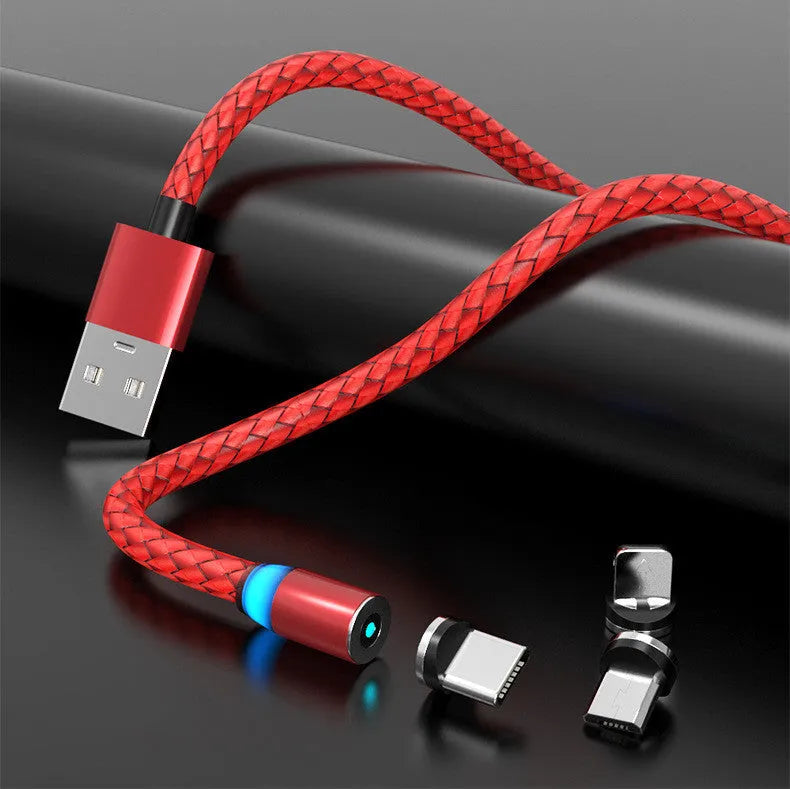Magnetic charging cable with breathing light indicator in multiple colours and lengths