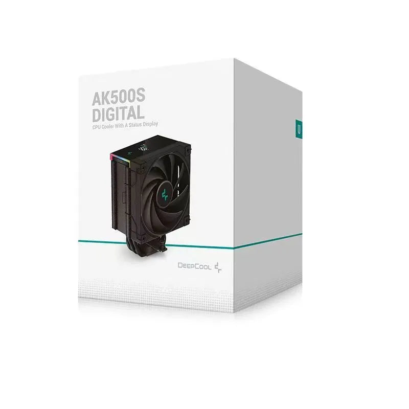 DeepCool twin tower CPU air cooler with digital display in black or white colour options