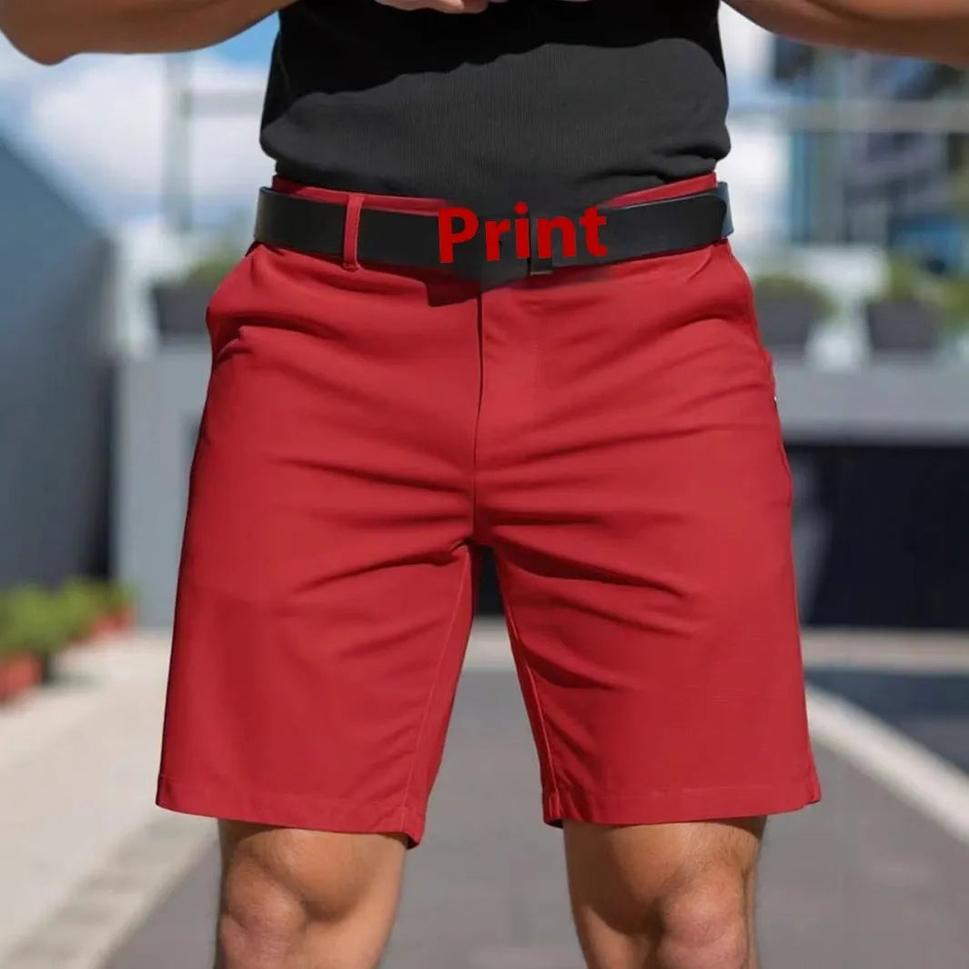 Men's solid colour fifth pants in straight leg cut with micro elastic polyester fabric