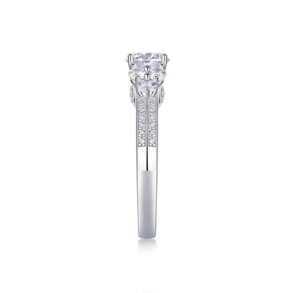 Coral Dream 1-carat moissanite wedding ring set in platinum-plated S925 silver on gift box