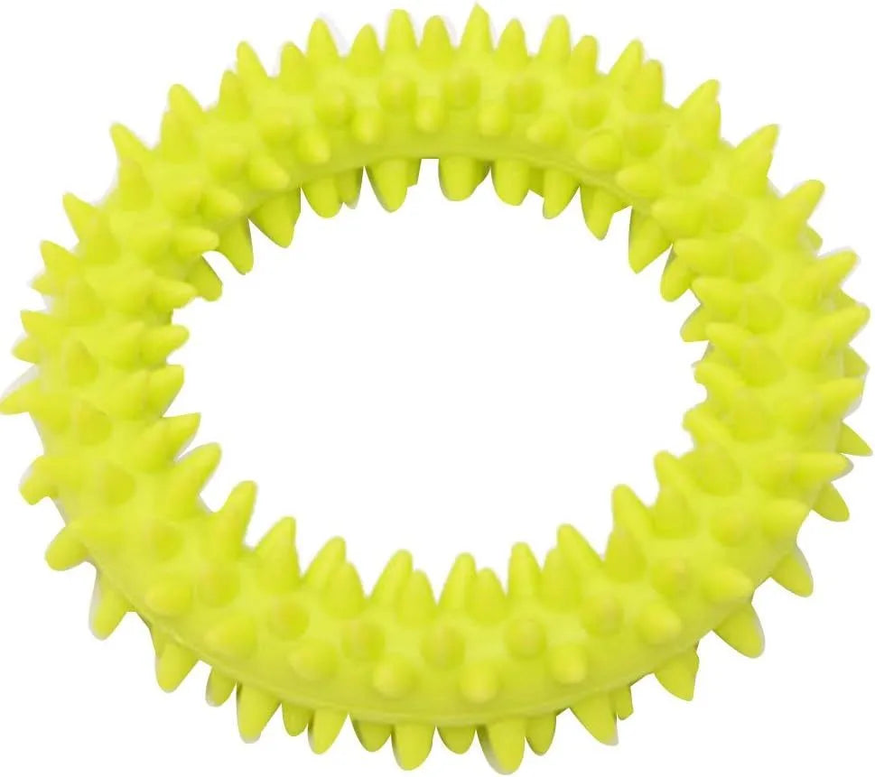 Blue TPR spiky ring dog chew toy for dental cleaning and bite training