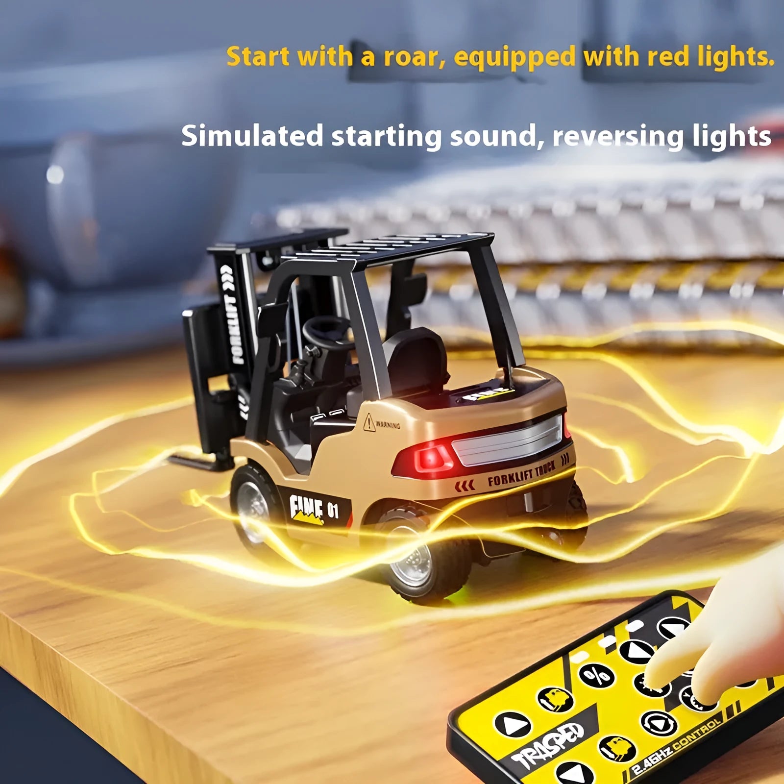 1:64 scale alloy Bluetooth remote-control forklift model with mobile app control