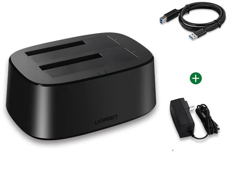 Green Link CM198 black external hard disk enclosure for 2.5-inch SATA HDD SSD with dual-drive USB connectivity