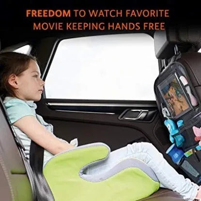 Car seat back storage bag in 600D Oxford cloth with mesh pocket, 61x41cm, hanging on seat back