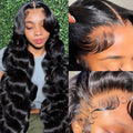 Black M1613 curly full-head wig with 22-inch medium-large waves, showing Utton mesh lace construction