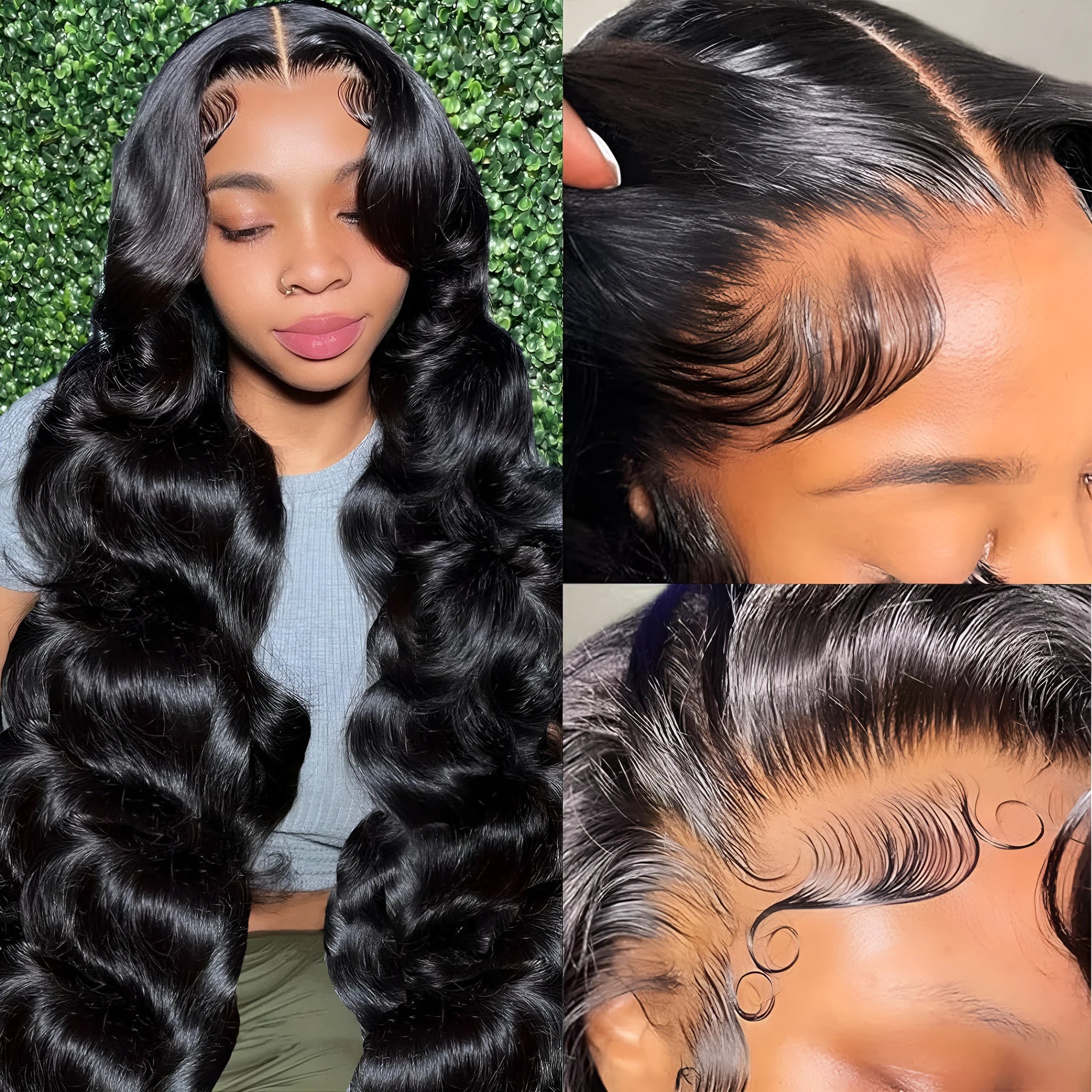 Black M1613 curly full-head wig with 22-inch medium-large waves, showing Utton mesh lace construction