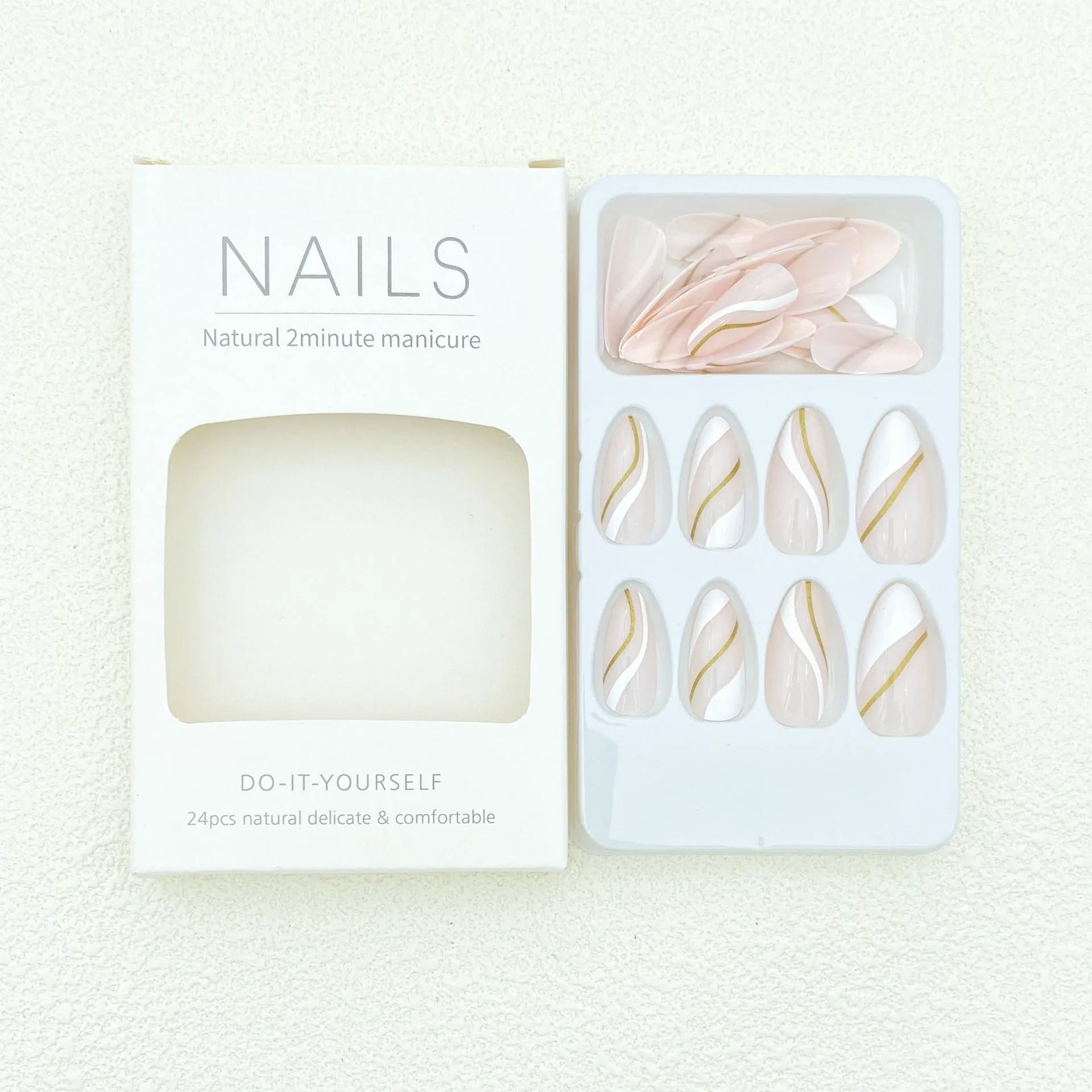 Golden Lines plaid pattern nail stickers in JF0518 jelly glue colour, medium drop shape.