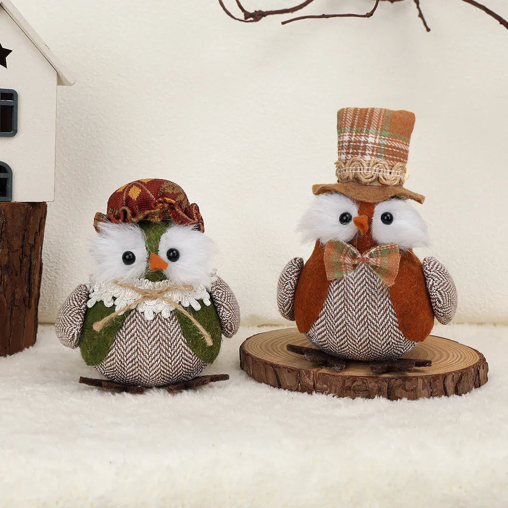 Thanksgiving owl harvest bird pendant ornament in orange or green colours for window or desktop decoration