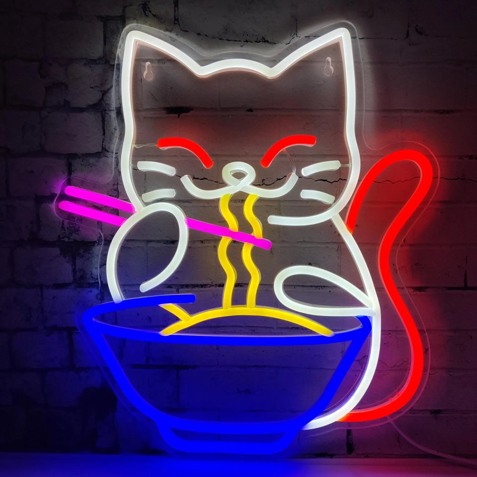 Lucky cat pet neon light board 8W adjustable brightness with animal zodiac design on desk