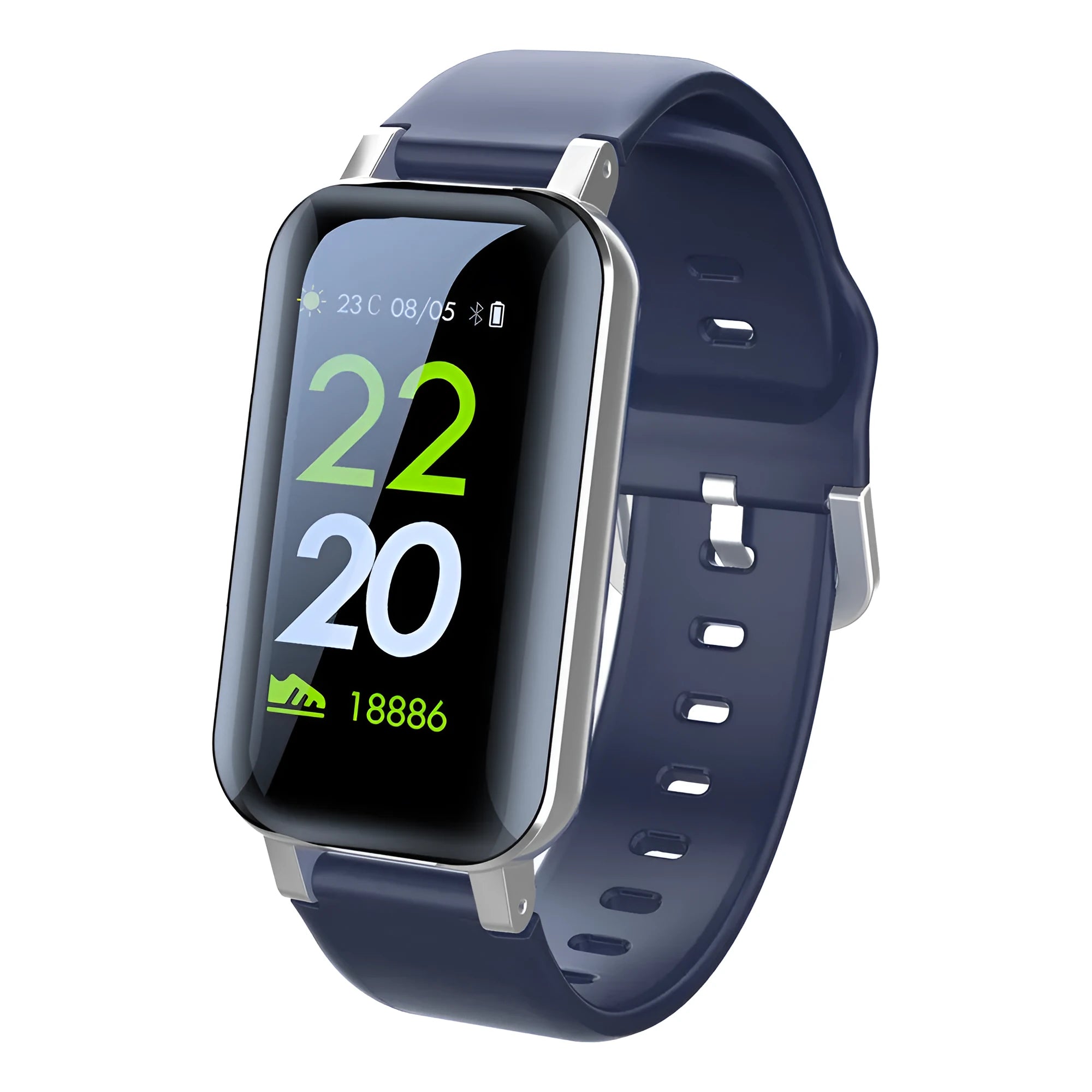 Call Bracelet smart bracelet in black, blue or coffee colours showing heart rate monitoring function