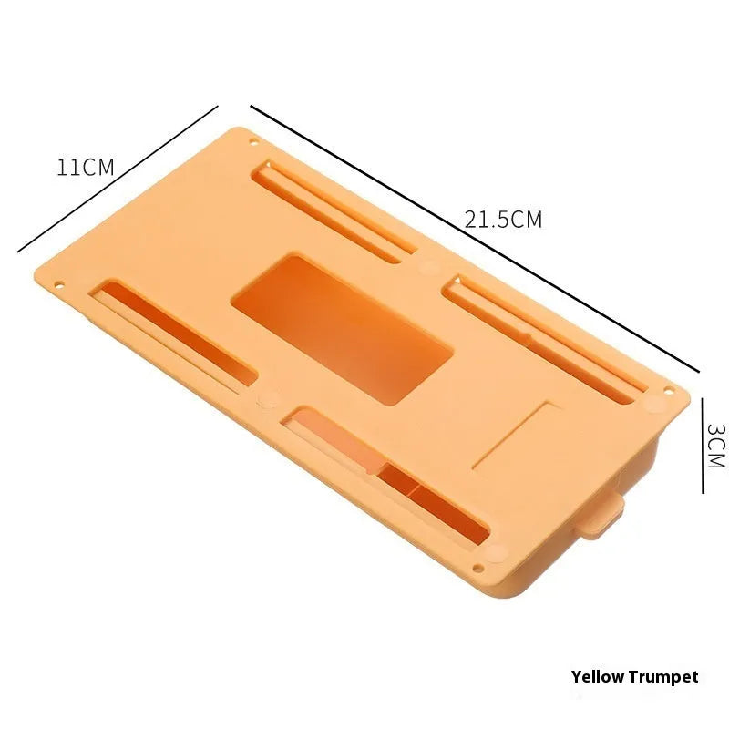 Adhesive-mounted plastic storage drawer with covered design and internal grid compartments