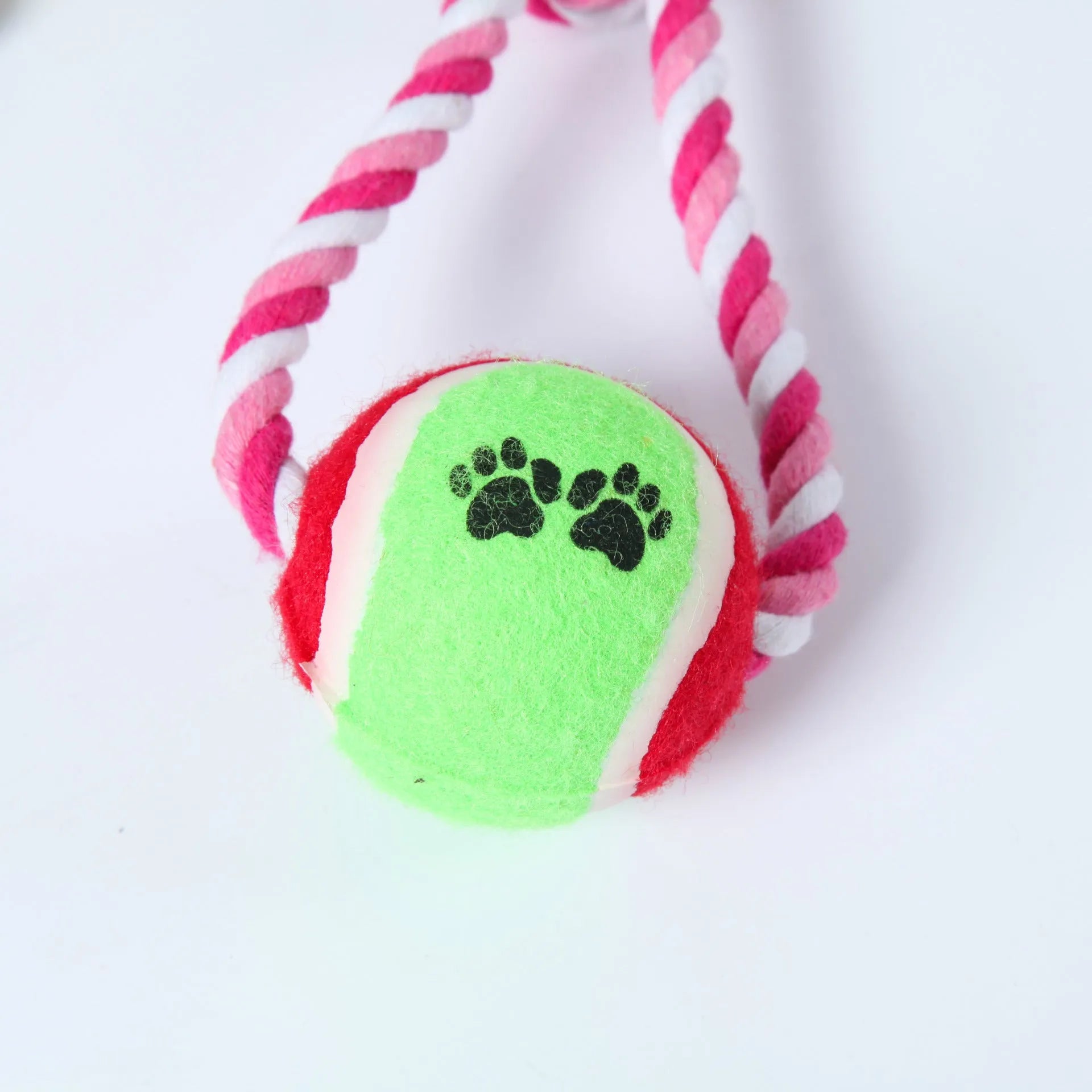 Cotton string dog toy for medium large dogs in red and white colours, approximately 38cm long.