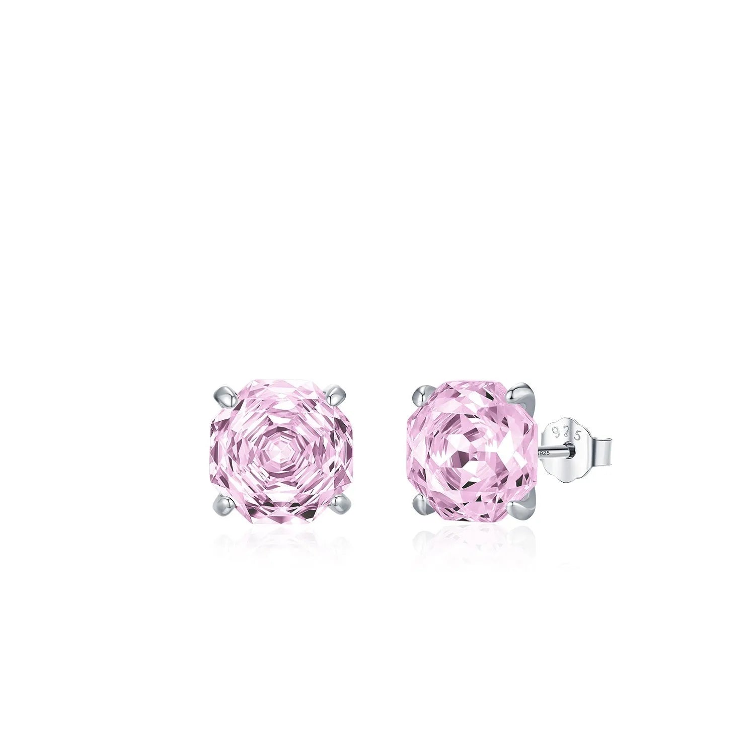 S925 sterling silver rose stud earrings in 6mm and 8mm sizes with pink colour options