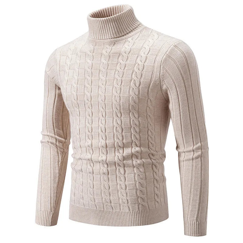 Men's slim fit turtleneck pullover in chenille fabric available in multiple colours