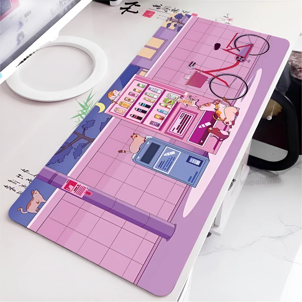 Cat head oversized desk mat with rubber pad in multiple colour options and size range