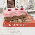 Cherry Cake coloured velvet plush pencil bag with zip, Korean style design.