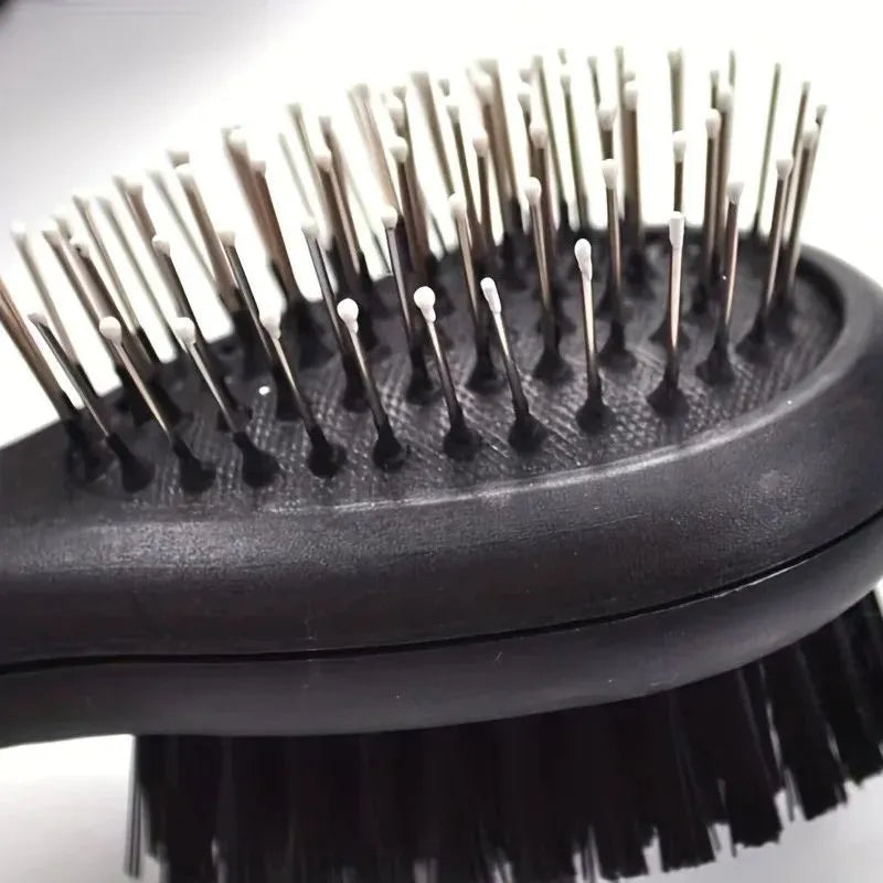 2-in-1 double sided pet grooming comb for dogs and cats with plastic handle and metal pins