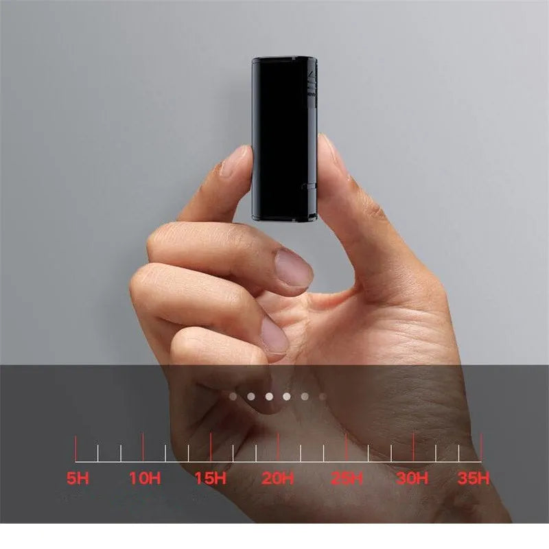 Q51 voice recorder black compact size 25mm by 65mm by 26mm with recording controls