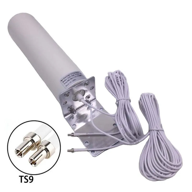 4G LTE router antenna with 12dBi gain for outdoor use, supports 698-960MHz and 1710-2700MHz bands