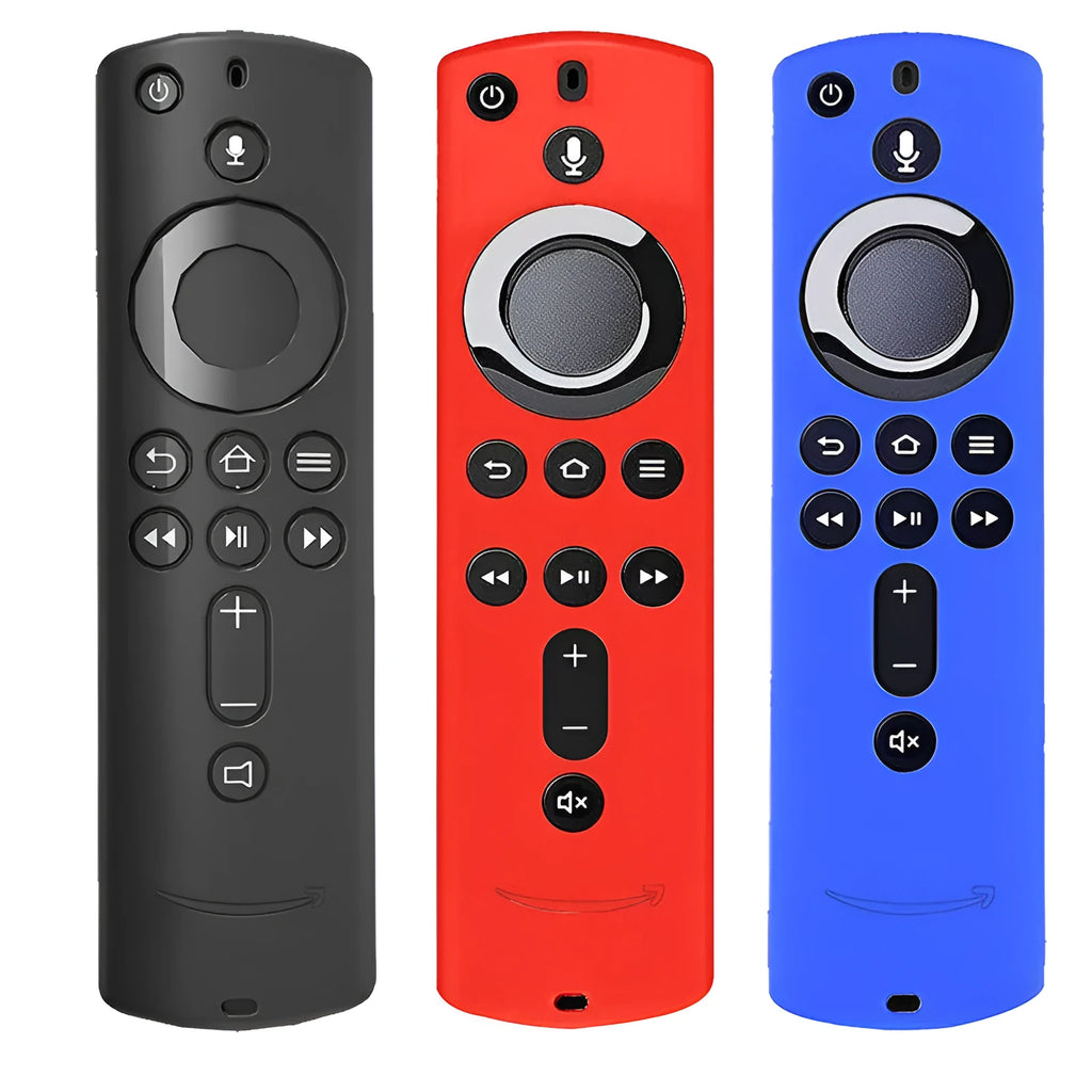 Black silicone protective case fitted on a Stick 4K remote media player 2 3 with precise cutouts
