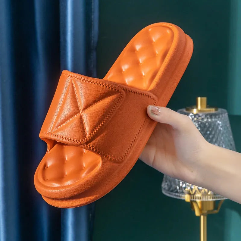 Non-slip bathroom slippers with thick EVA sole in multiple colours