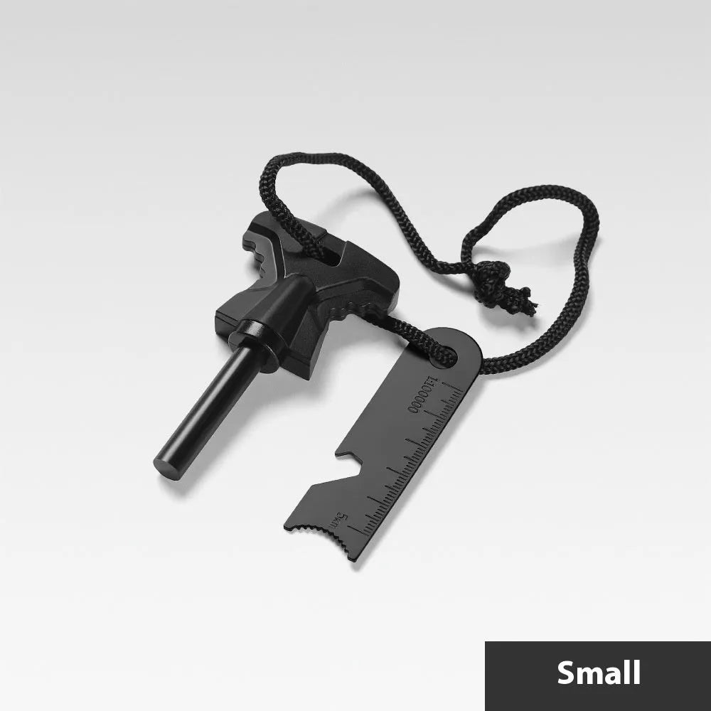 Butterfly-shaped stainless steel firestarter with bottle opener measuring 117x43mm