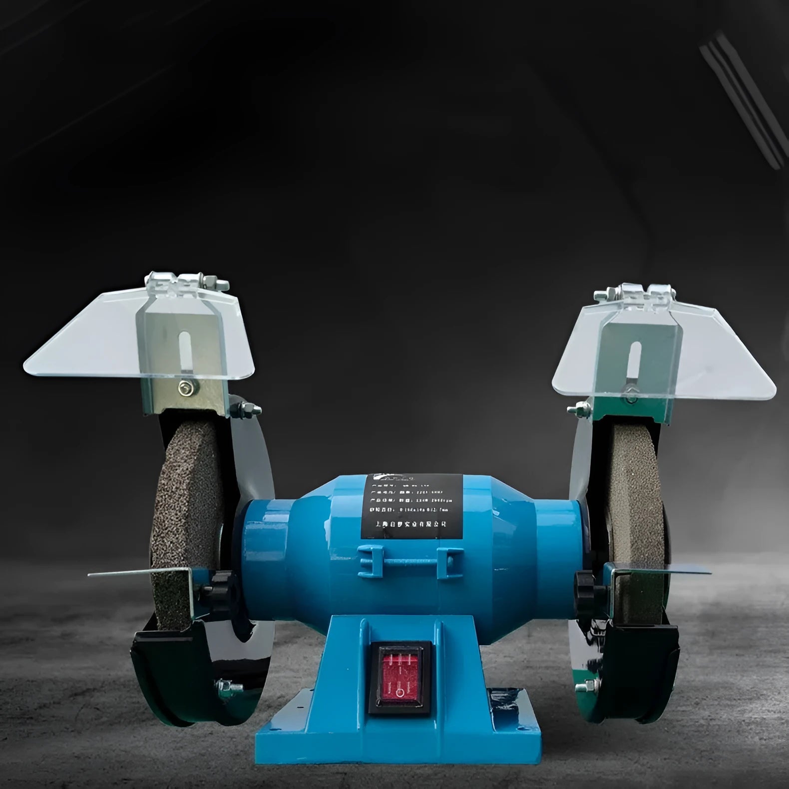 A 5-inch metal desktop polishing machine or bench grinder for sharpening knives.