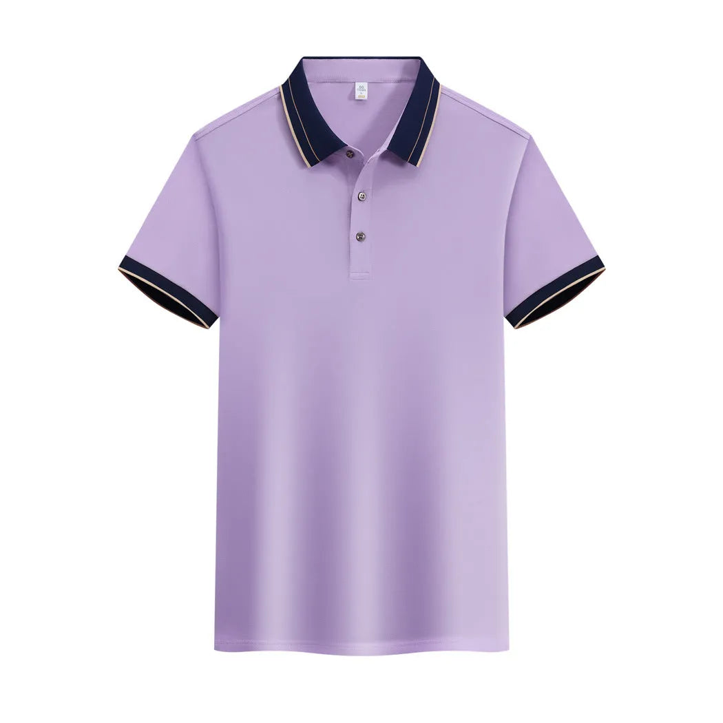 Ice Ion mercerized pearl cotton colour matching collar polo shirt in white, front view, short sleeves, regular fit