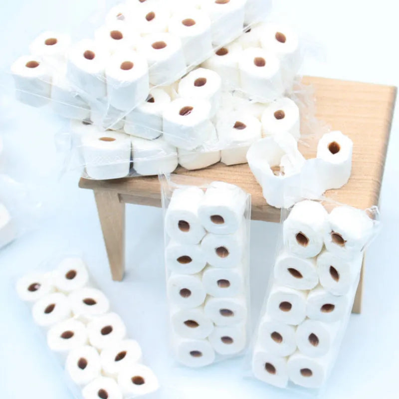Children's paper simulated tissue roll toy model measuring 30mm by 15mm by 80mm