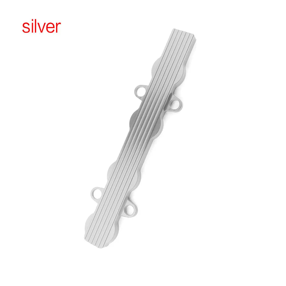 Aluminium alloy engine harness mounting bracket in blue, red, or silver finish, shown with and without holes.