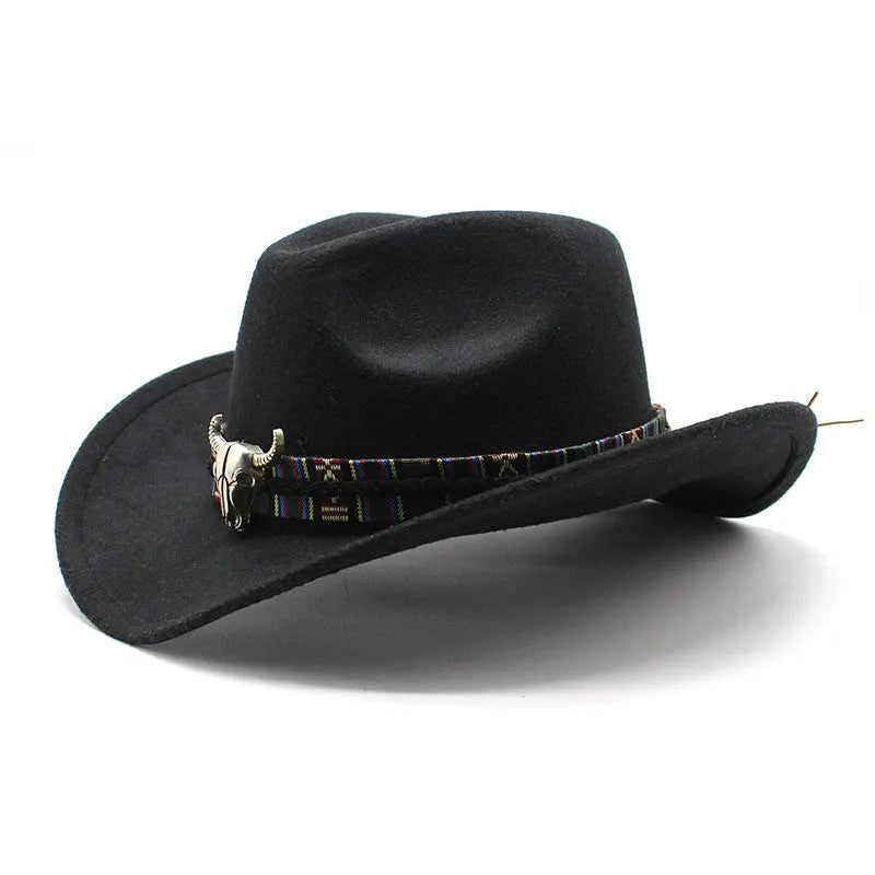 A Western-style bell crown cowboy hat on a stand, shown in an army green colour.