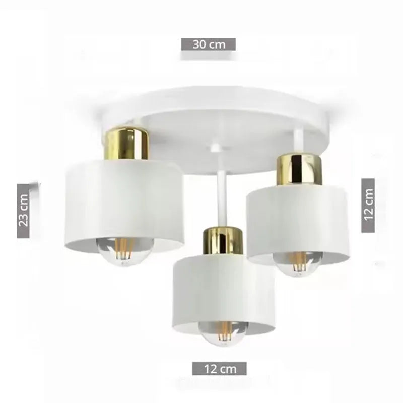 Wrought iron ceiling light black ribbon three-head lampshade alloy modern simplicity