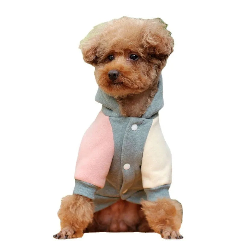 Cotton dog sweatshirt in brown, green or pink colour options for pet leisure clothing
