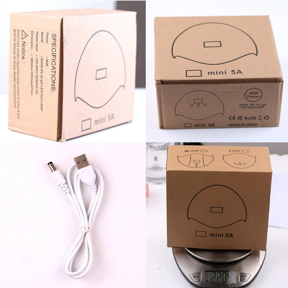 Intelligent induction nail lamp 36W with 12 LED beads, pink finish, showing auto-sensor curing chamber