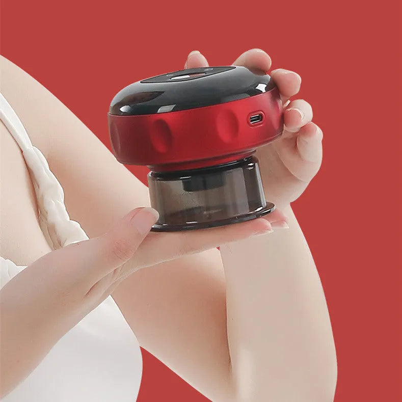 Electric vacuum cupping massager with LED display, 12 suction and heat levels, blue colour model