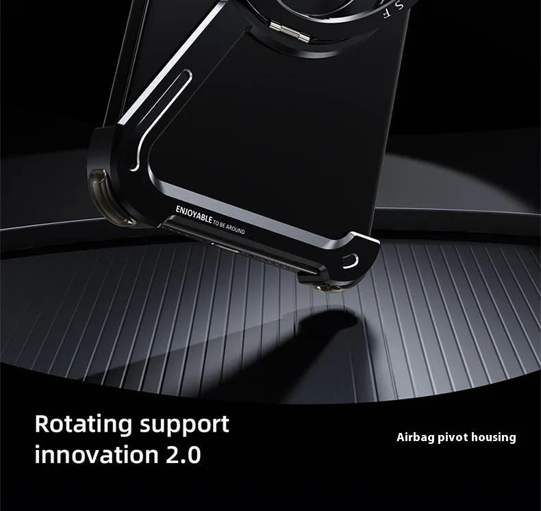 iPhone 17 Pro Max metal phone case with magnetic bracket attachment in black colour