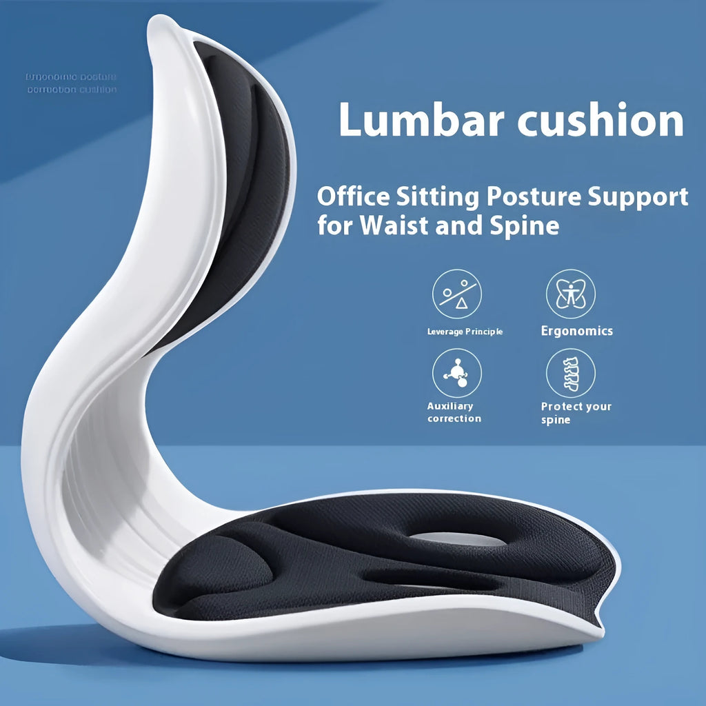 Memory foam backrest cushion for office chair or car seat in black colour showing minimalist design
