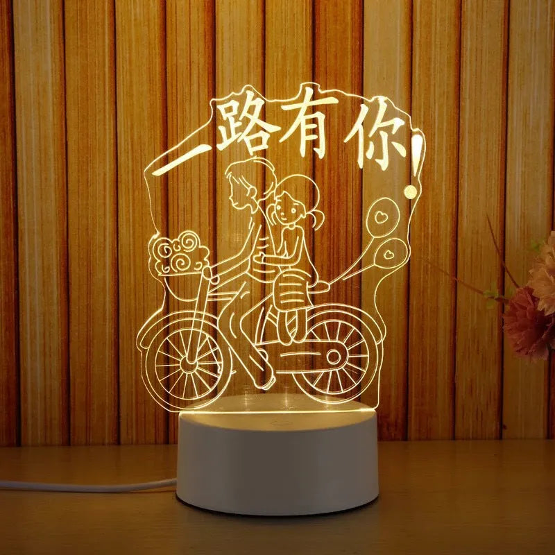 USB acrylic night light 4W touch control three colour temperatures bedside decoration 20x17.5cm