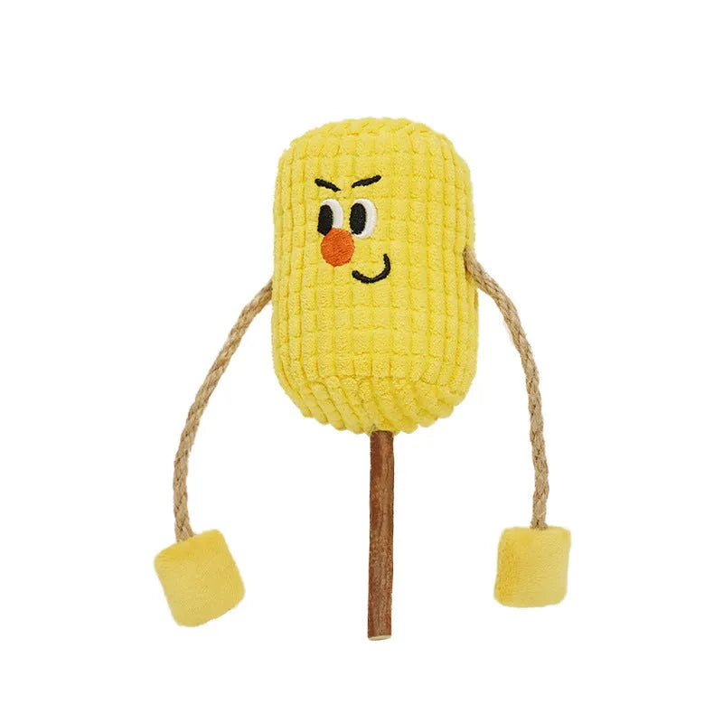 Polio wood corn cob shaped cat toy for dental cleaning with catnip, dimensions 7cm by 6cm by 15cm