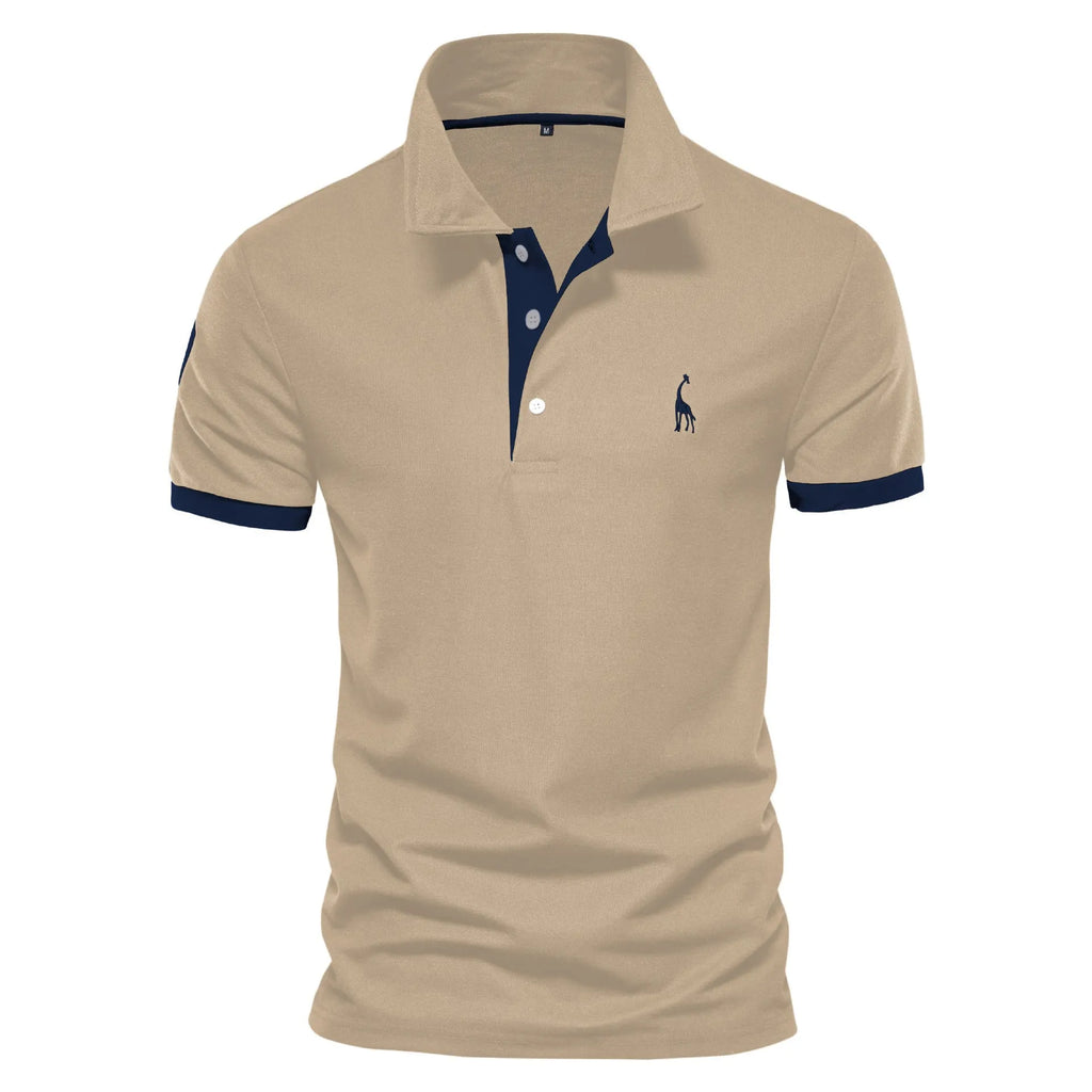 Men's slim fit short sleeve T-shirt with detailed deer embroidery on chest