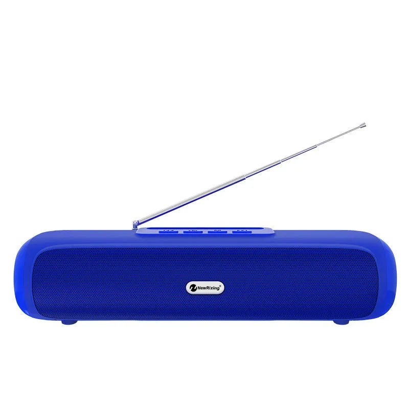 Desktop wireless long strip radio subwoofer in black, blue, red and silver grey colours