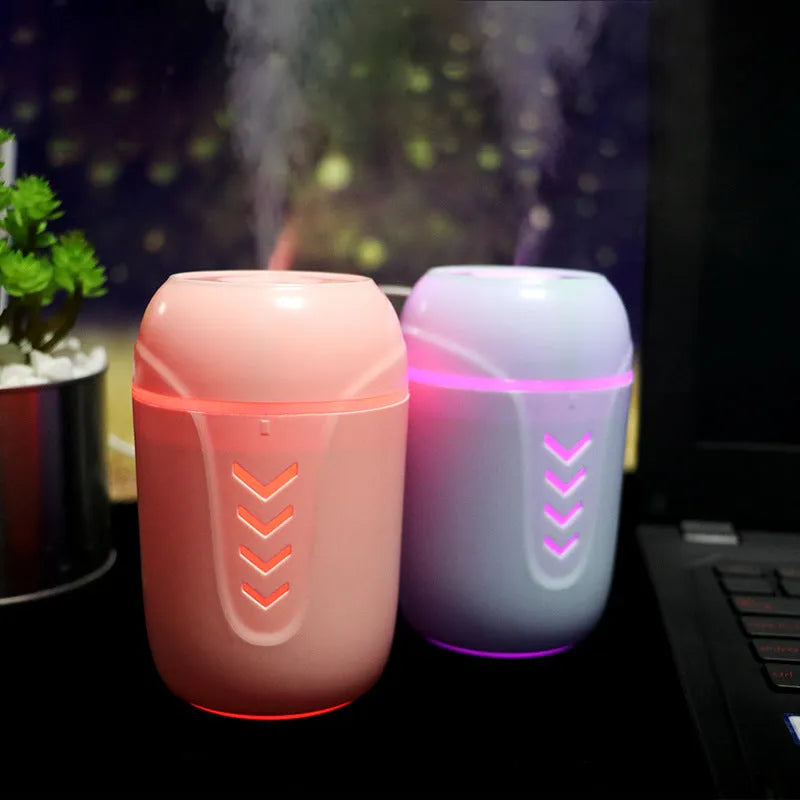 X3 portable car humidifier with columnar design in blue, pink or white colour options