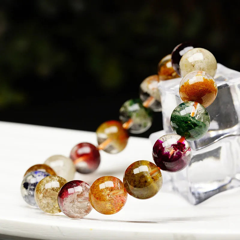 Crystal bead bracelet with colourful ghost cornucopia design and 10mm beads