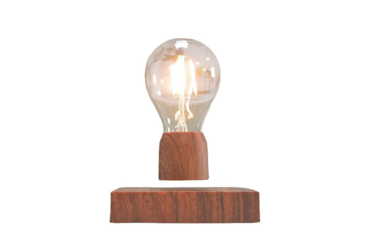 Magnetic levitation floating light bulb on imitation wood base