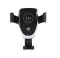 Black car wireless charger mounted on dashboard charging iPhone automatically