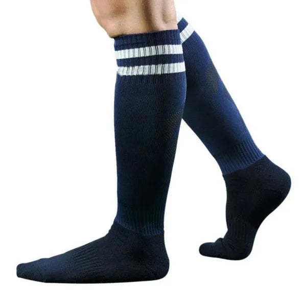 Pair of football training socks in adult size made from 63% polyester fibre