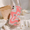 Striped wave transparent TPU soft shell phone case for iPhone 13 14 15 series with fall protection