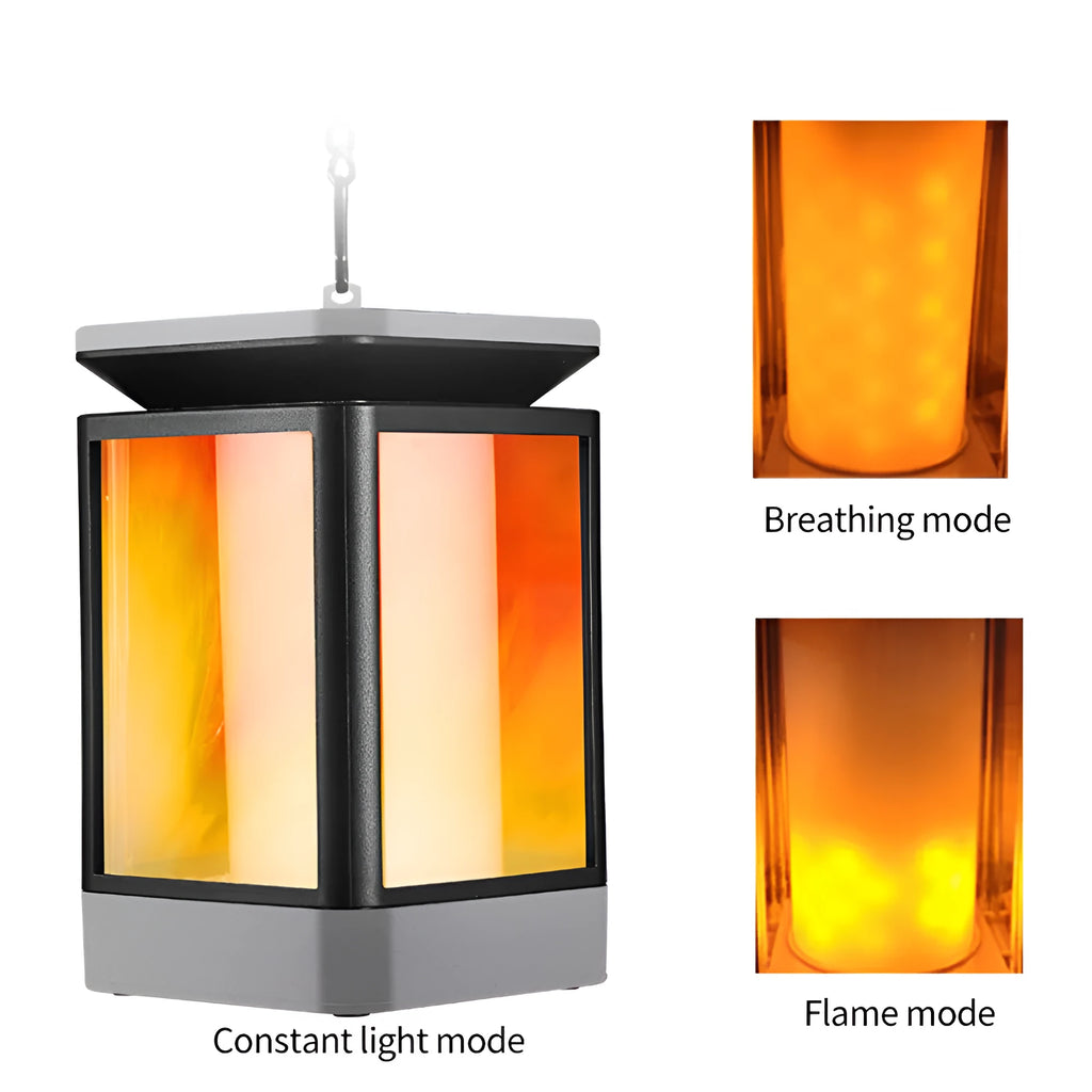 Antique flame design solar LED garden lamp in black or grey with monocrystalline silicon panel